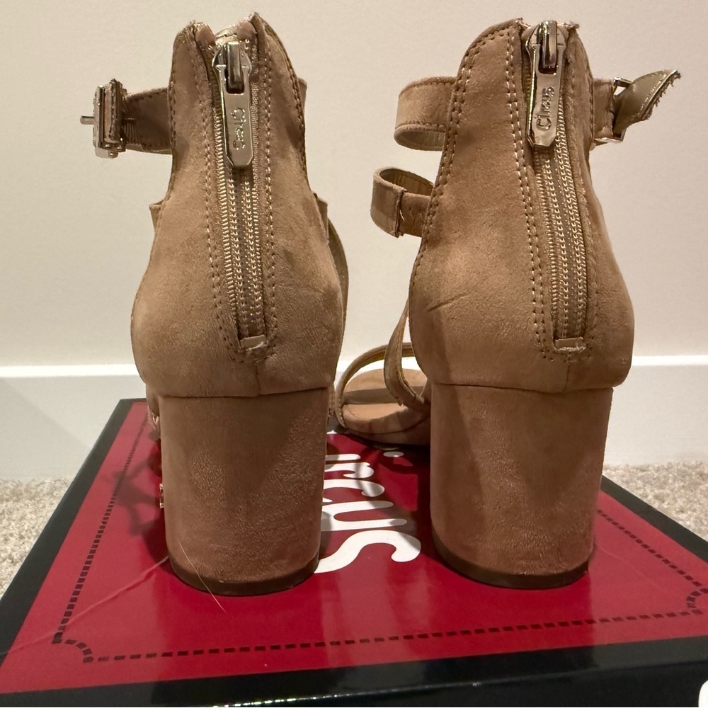 Circus by Sam Edelman Tan Suede Strappy Heeled Sandals - Picture 6 of 8